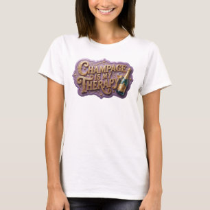 Speelse Oranje CHAMPAGNE IS MIJN THERAPIE Slogan T T-shirt
