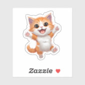 Speelse Oranje en Witte Kitten Die-Cut Sticker (Vel)