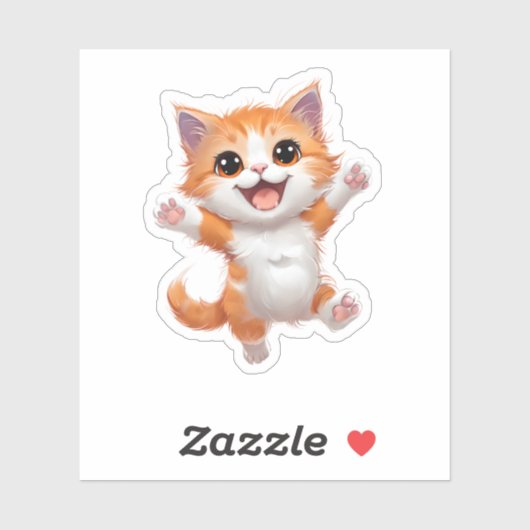 Speelse Oranje en Witte Kitten Die-Cut Sticker (Vel)