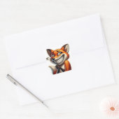 Speelse Oranje Fox Giggle Vierkante Sticker (Envelop)