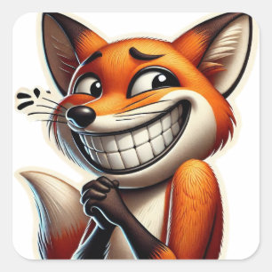 Speelse Oranje Fox Giggle Vierkante Sticker