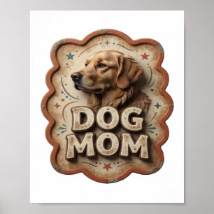 Speelse Oranje HOND MOEDER Artistiek Motief Poster