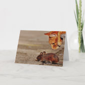 Speelse Oranje kat met muisblanco begroeting Kaart (Voorkant)