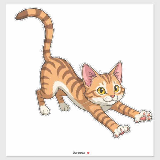 Speelse Oranje Katten Cartoon Sticker (Vel)