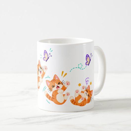 Speelse Oranje Kittens Koffiemok (Voorkant rechts)