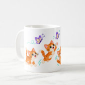 Speelse Oranje Kittens Koffiemok (Voorkant links)