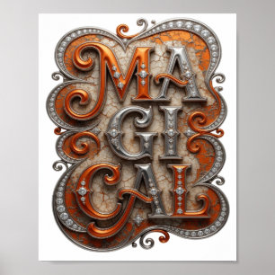 Speelse Oranje MAGISCHE Aangepaste Ontwerp Poster