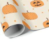 Speelse Oranje Pompoen Cream Minimal Halloween Cadeaupapier (Rol Hoek)