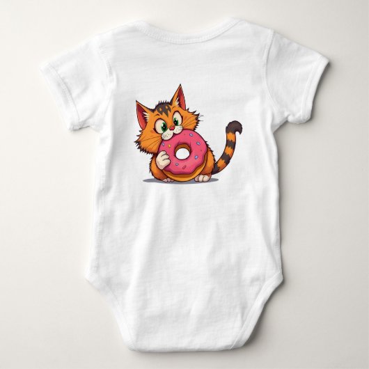Speelse Oranje Tabby Cat met Donut Baby Bodysuit (Achterkant)