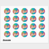 Speelse oranje tabby katje ronde sticker (Vel)