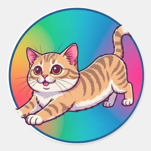 Speelse oranje tabby katje ronde sticker (Voorkant)