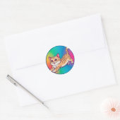 Speelse oranje tabby katje ronde sticker (Envelop)