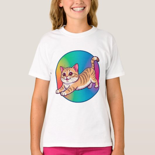 Speelse oranje tabby katje t-shirt (Voorkant)