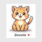 Speelse oranje tabby poes – Chibi-stijl Sticker (Vel)