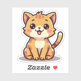 Speelse oranje tabby poes – Chibi-stijl Sticker