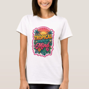 Speelse Oranje TROPISCHE GEESTESTOESTAND 3D-tekstk T-shirt