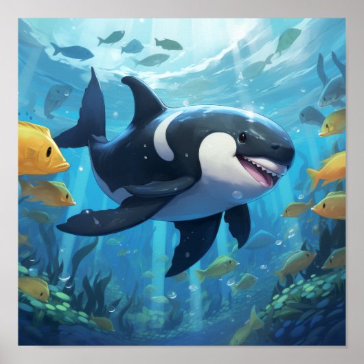 Speelse Orca Pokemon Poster - Opvallend kunstwerk  (Voorkant)