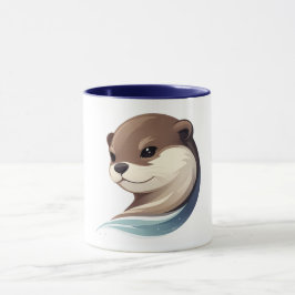Speelse Otter Illustratie Mok