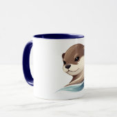 Speelse Otter Illustratie Mok (Voorkant links)