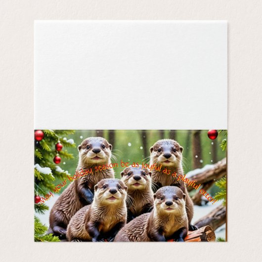 Speelse otter vrienden Kerst Kaart (Buitenkant ongevouwen)