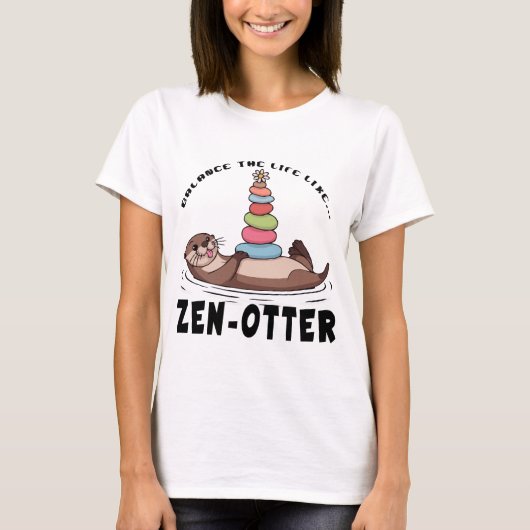 Speelse otterkunst - Zen Stone Balance T-shirt (Voorkant)