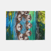 Speelse otters in een rivierkring fleece deken (Voorkant (Horizontaal))