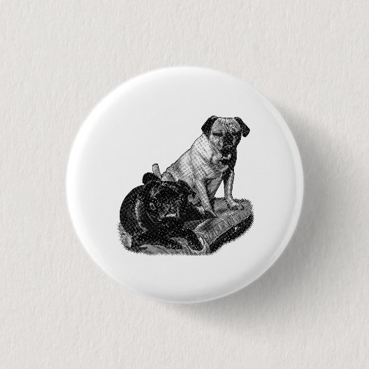 Speelse Paar, Joyvolle Speld Ronde Button 3,2 Cm (Voorkant)