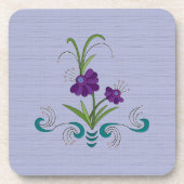 Speelse Paarse Bloem w/Tumbling Blauwgroen Werveli Bier Onderzetter (Voorkant)