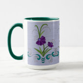 Speelse Paarse Flower w / Tumbling Blauwgroen werv Mok (Links)