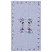 Speelse Paarse Flower w/Tumbling Blauwgroen wervel Tafelkleed (Voorkant)