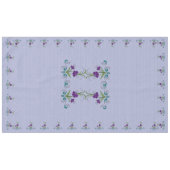 Speelse Paarse Flower w/Tumbling Blauwgroen wervel Tafelkleed (Voorkant (Horizontaal))