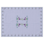 Speelse Paarse Flower w/Tumbling Blauwgroen wervel Tafelkleed (Voorkant (Horizontaal))