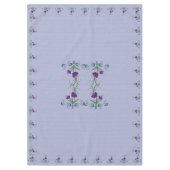 Speelse Paarse Flower w/Tumbling Blauwgroen wervel Tafelkleed (Voorkant)