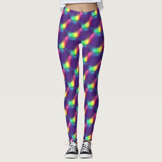 Speelse Paarse kleur zeepbellen Patroonpartij Leggings (Voorkant)