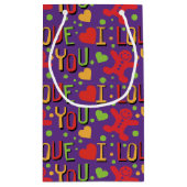 Speelse Paarse kleurrijk Ik hou van je Klein Cadeauzakje (Achterkant)