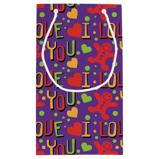 Speelse Paarse kleurrijk Ik hou van je Klein Cadeauzakje (Achterkant)