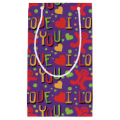 Speelse Paarse kleurrijk Ik hou van je Klein Cadeauzakje (Voorkant)