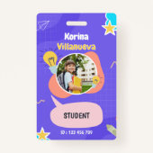 Speelse Paarse Student ID Kaart Badge (Voorkant)