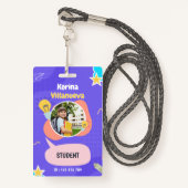 Speelse Paarse Student ID Kaart Badge (Voorkant met draagriem)