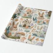 Speelse Paashaas Patroon Cadeaupapier (Uitgerold)