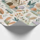 Speelse Paashaas Patroon Cadeaupapier (Hoek)