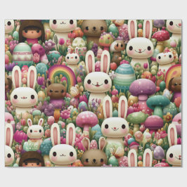 Speelse Paashaas Patroon Cadeaupapier