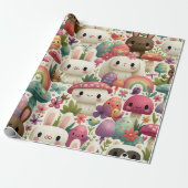 Speelse Paashaas Patroon Cadeaupapier (Uitgerold)