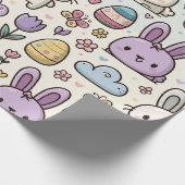 Speelse Paashaas Patroon Cadeaupapier (Hoek)