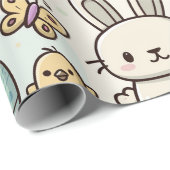Speelse Paashaas Patroon Cadeaupapier (Rol Hoek)