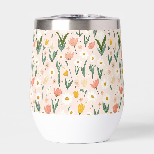 Speelse Paaspatroon Wijn Tumbler (Voorkant)