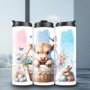 Speelse paaswandeling Highland Koe Tumbler Thermosbeker