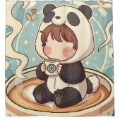 Speelse Panda Avonturen Douchegordijn (Voorkant)