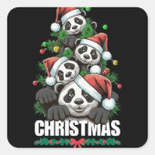 Speelse Panda Kerst sticker (Voorkant)