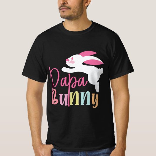 Speelse Papa Bunny Easter Design T-shirt (Voorkant)